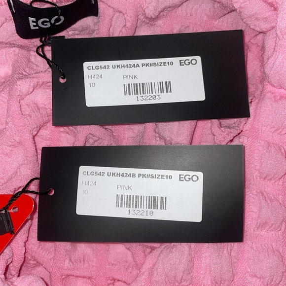 Ego Pink Long Sleeve Tie Front Crop Top And Tie Side Mini Skirt Texture Set - Picture 4 of 5